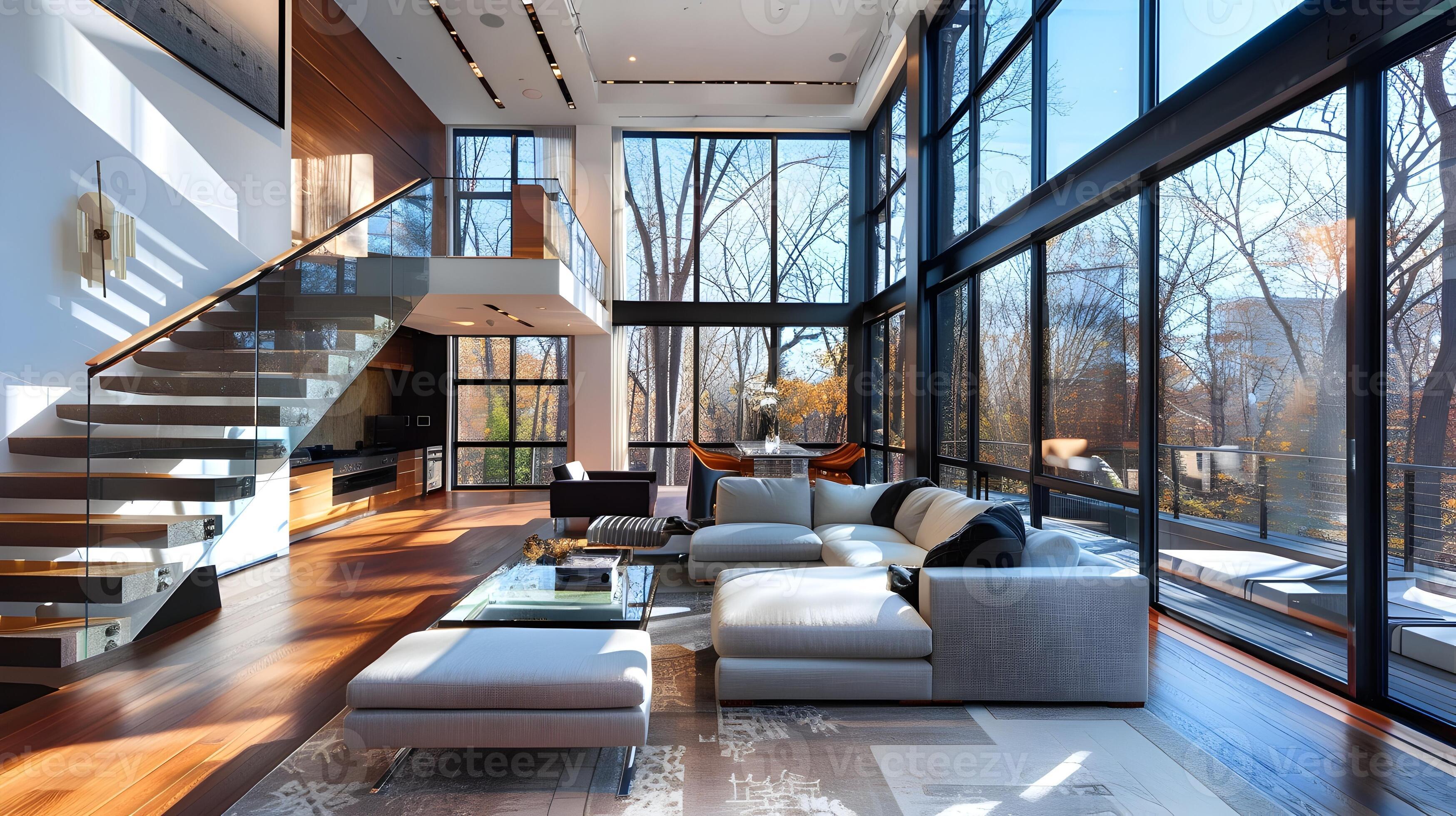 Luxurious modern living space with natural lighting